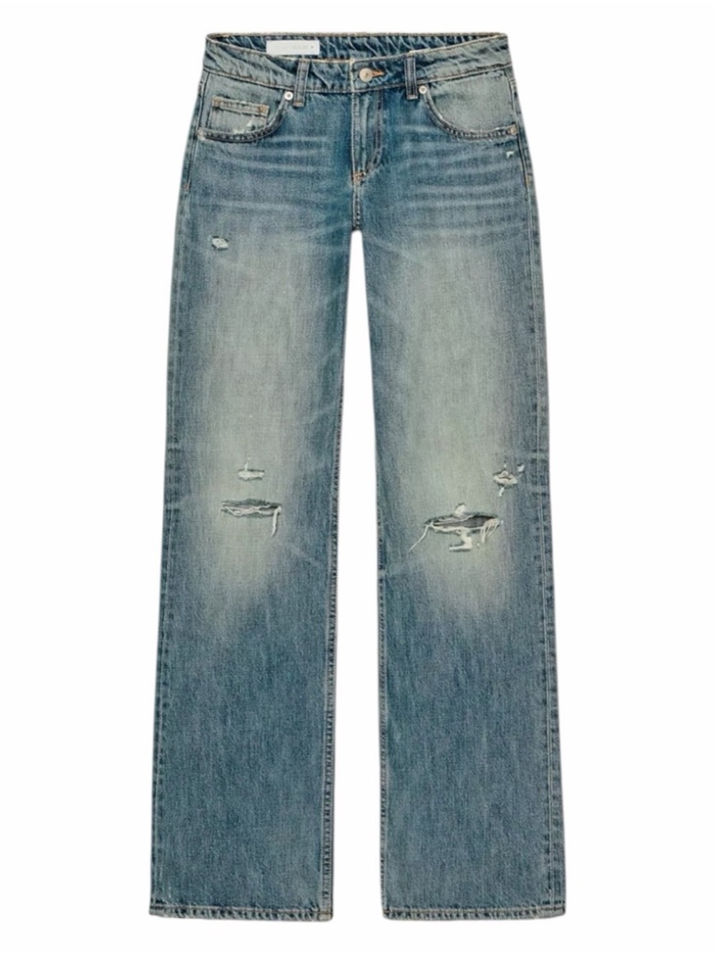 ZARA Distressed Wide Leg Jeans Light Wash Size 0